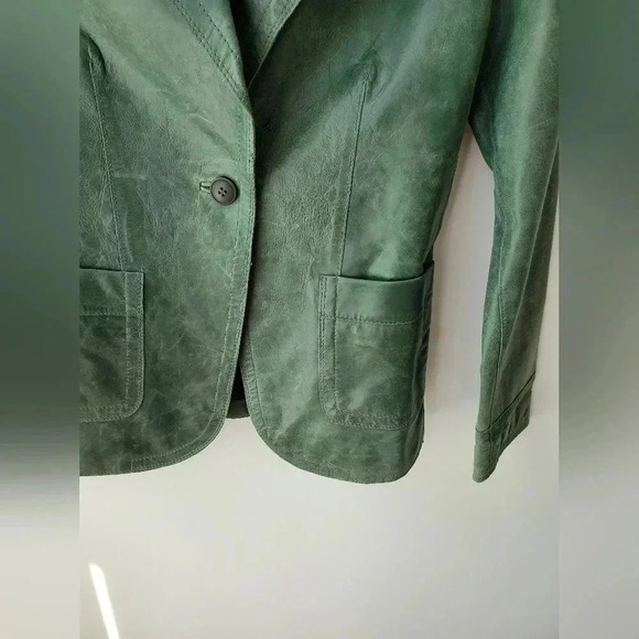 Part two 70's vibe green olive suede leather jacket - Picture 5 of 15